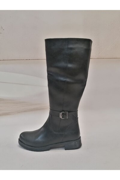 NBW LYD 1006 VEGAN DERI ICI POLAR TOKA DETAYLI FERMUARLI CIZME