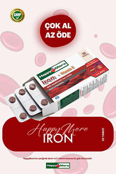 happy more الحديد وفيتامين سي - 30 قرص مكمل غذائي
