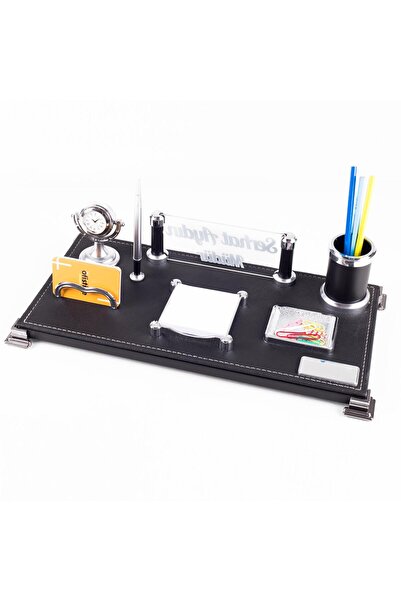 Ofistike Bari Ofis Masaüstü İsimlik Seti Kişiye Özel Lüks Masa İsimliği Deri ...