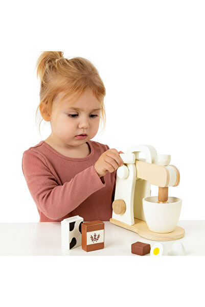 ideal STORE Jucărie mixer din lemn cu accesorii de la — Buton rotativ cu clic, model realist