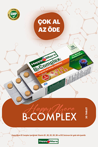 happy more Vitamin B Kompleksi İçeren Takviye Edici Gıda 30 Tablet