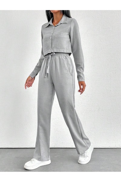 onlymoon NŐI RUHÁK, szürke szövött öltöny, alsó felső szett