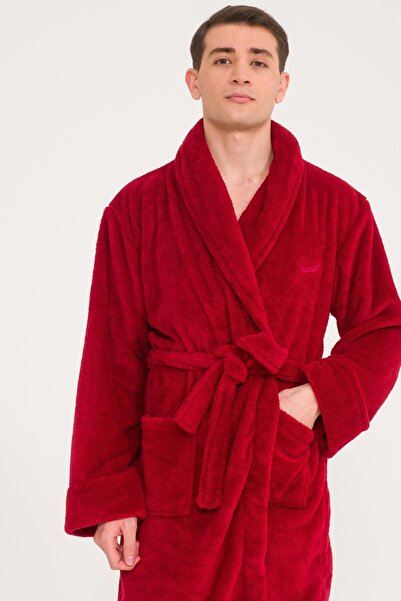 Miespiga Shawl Collar Welsoft Claret Red Fleece Dressing Gown Family Set