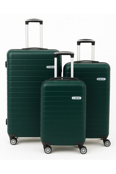 ASFAR مجموعة حقائب سفر XT-316، 3 قطع، مقاس 20/24/28 بوصة، بعجلات من مادة ABS صلبة - ABS - أخضر مائل للسود