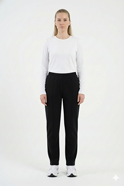 Cottonland Kadın Mıra Klasik Kesim Polar Eşofman Alt Siyah