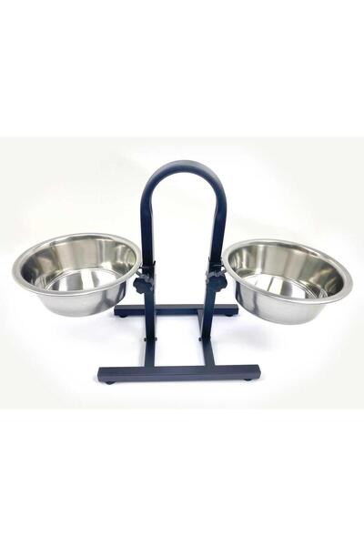 PLAYFULL Ayaklı Ayarlanabilir İkili Çelik Mama Su Kabı 96 Oz 3 Lt