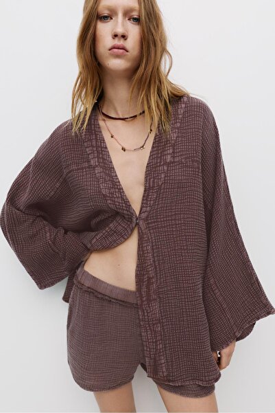 Pull & Bear Kırışık efektli şort