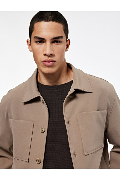 Koton Μακρυμάνικο πουκάμισο με λεπτομέρεια τσέπης με κουμπιά γιακά εφαρμοστό ελαφρύ Μπουφάν