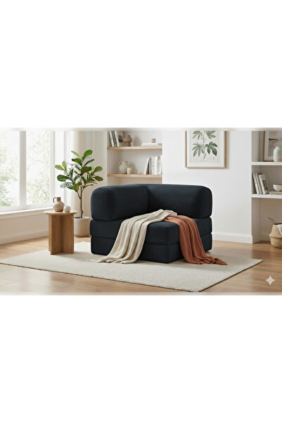 NWİN HOME Linea Mini L Köşe Kadife Fitilli Kanepe Çok Amaçlı Yer Minderi Modül Konfor Berjer 100x100