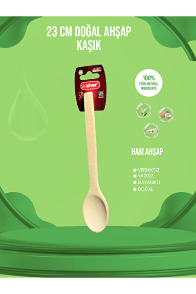 AHER Natural Wood Luxury Spoon 23cm Spurtle - Ideal for Egg and Sauce Prepara...