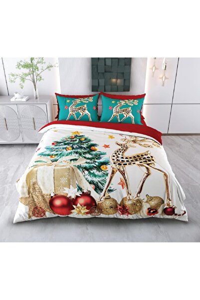 Romans Yılbaşı Temalı 3D Baskılı Çift Kişilik Nevresim Takımı -Model 2031