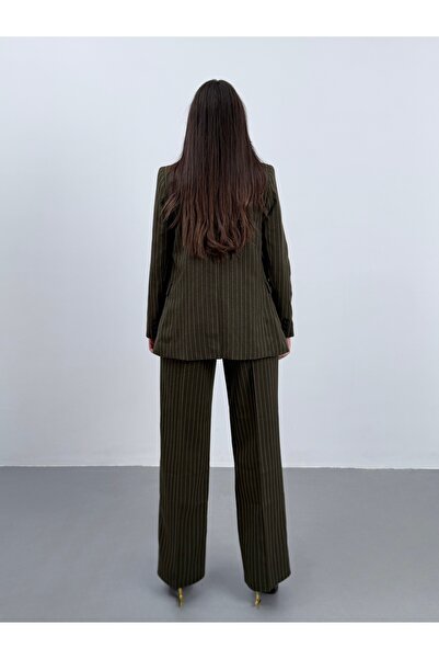 ossons Line Patterned Trousers Jacket Vest 3-Piece Suit