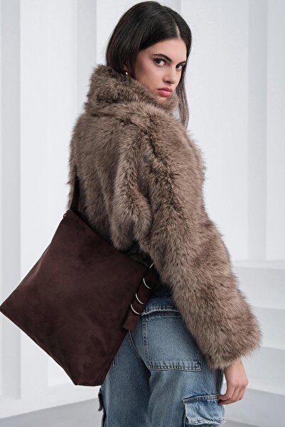 Shule Bags Vague Suede Shoulder Bag Brown