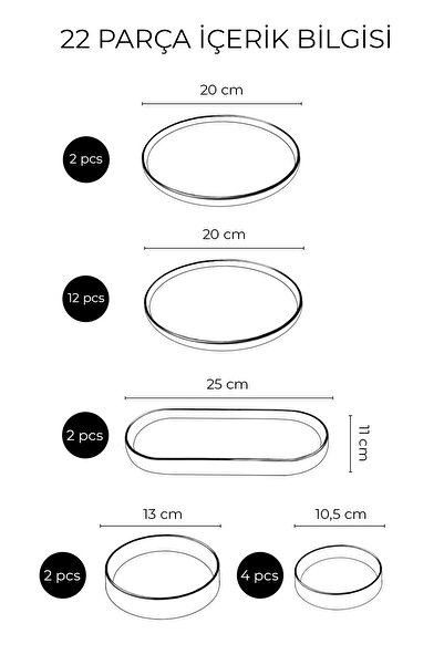 Kitchen Life Set de mic dejun stivuibil Greentree, 22 bucăți, pentru 12 persoane, set de prezentare pentru mic dejun de lux Farfurie