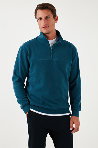 Buratti Pulover pentru bărbați, din bumbac, cu jumătate de fermoar, cu guler ridicat, 456112