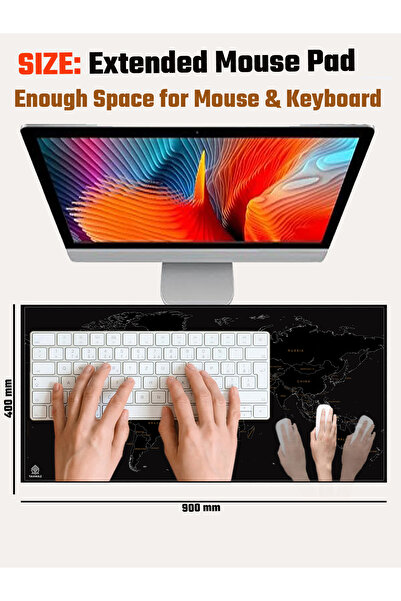 Tahwaz Premium Black World Map Wall Art – Modern Minimalist Large Decorative Global Map Poster