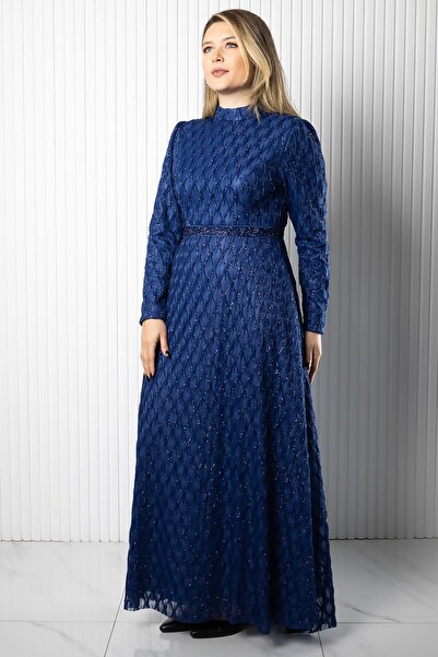 SUBU TASARIM Βραδινό φόρεμα Lina Indigo TBSELB80