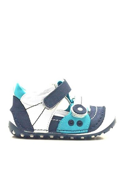 Nıno أحذية أطفال صيفية من الجلد الطبيعي باللون الأزرق ذات شريط فيلكرو من إيرس...