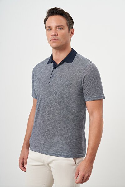 Morven Ανδρικό μπλουζάκι με γιακά πόλο με τσέπη Navy Blue Trend