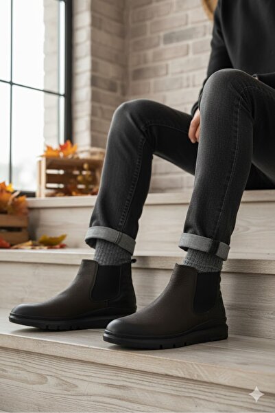 Bulldozer 240002 Antrasit Nubuk Hakiki Deri Erkek Chelsea Bot