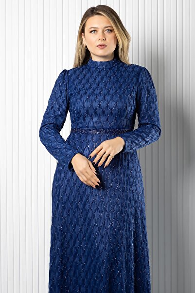 SUBU TASARIM Βραδινό φόρεμα Lina Indigo TBSELB80