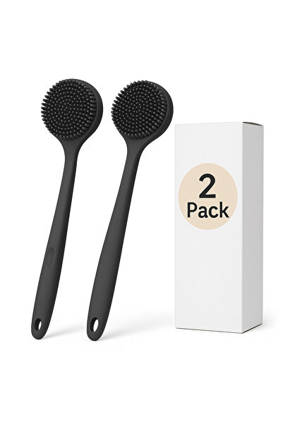 Best Ladies Two-piece back scrubber for showering, soft silicone bath brush with long double-sided handle