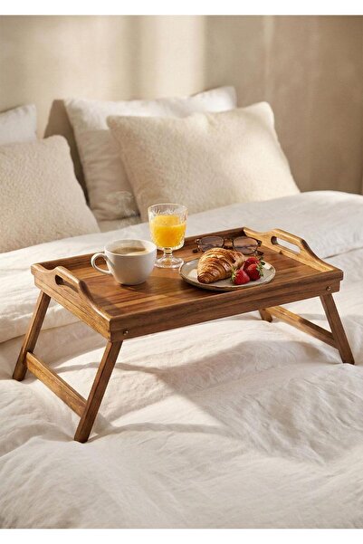 HomeTarz Acacia Tray - Tray with Retractable Legs - 50X30 cm