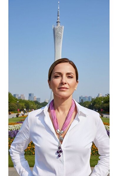 Gönülden Tasarım Colier eșarfă pentru femei bumbac moale cu mărgele de piatră de 37 cm