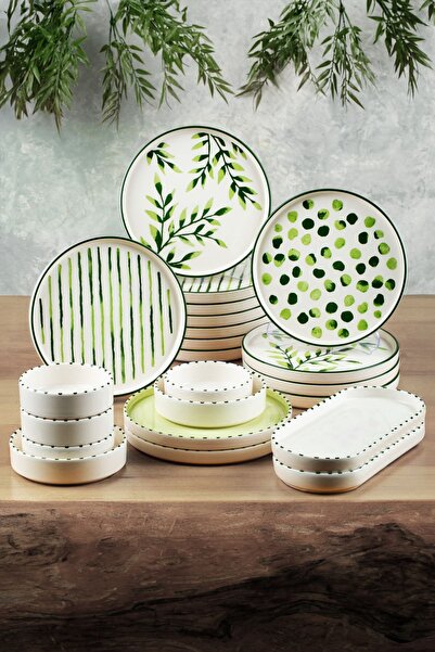 Kitchen Life Set de mic dejun de 22 de bucăți pentru 12 persoane - Set de prezentare pentru micul dejun de lux Farfurie