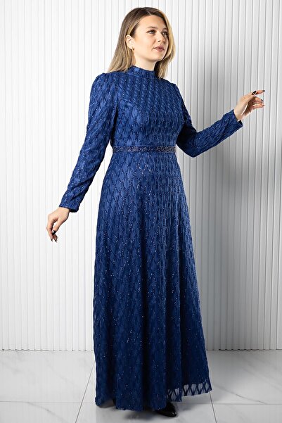 SUBU TASARIM Βραδινό φόρεμα Lina Indigo TBSELB80