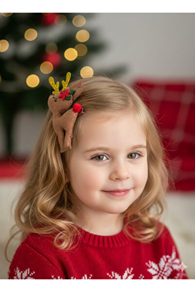 Eliya Clips Handmade Stuffed Felt Deer Figure Christmas Children's Buckle with Clip