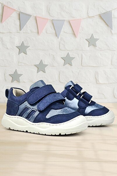 Rakerplus Schaggy Genuine Leather Navy Blue Shiny Baby Sneakers