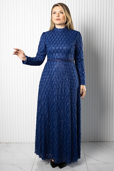 SUBU TASARIM Βραδινό φόρεμα Lina Indigo TBSELB80