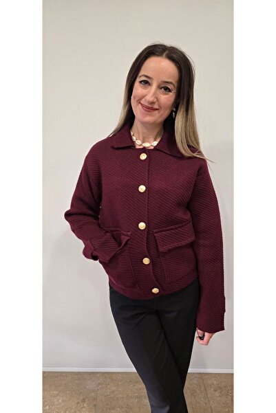 HSNGIYIM Polo Collar Cardigan