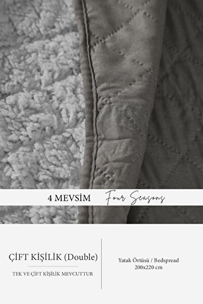 Evlen Home Collection Premium Plush Double Multi-Purpose Bedspread 200X220 Double-Sided Blanket Pike Gray / Mink