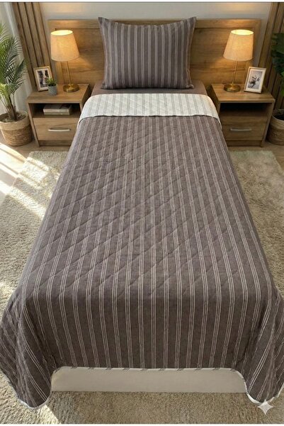 VİLERA HOME Gray Single Reversible Bedspread Set