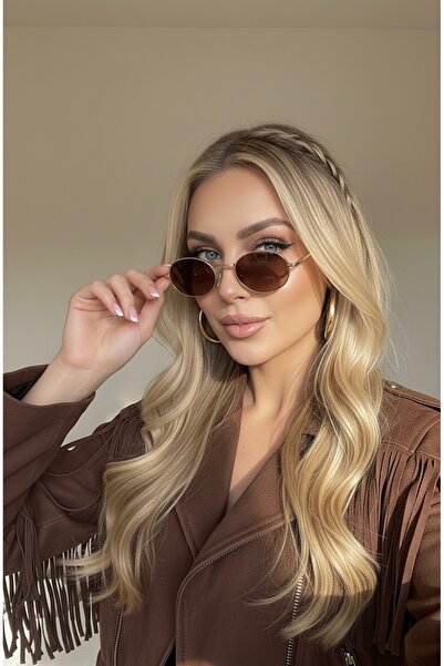 Goldmine Ellipse Sunglasses Unisex Brown Gold
