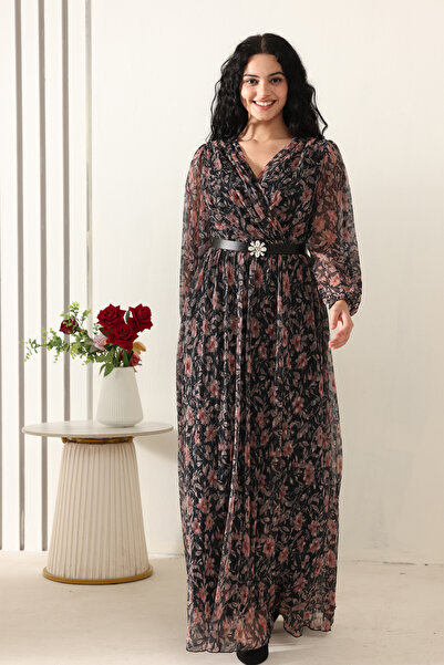 berlanty فستان مشجر مزين بحرام على الخصر