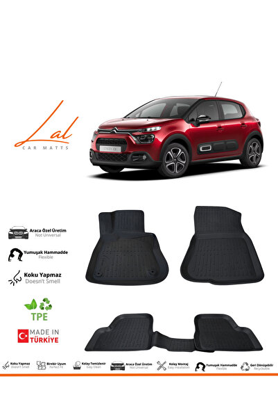 Lal Citroen C3 Hatchback 3D Havuzlu Paspas (2016 ve sonrası Uyumlu)