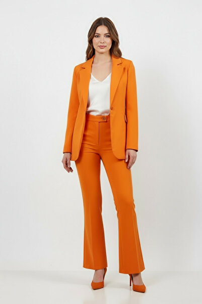 Volanlı Tek Düğme Ceket Pantolon Takım