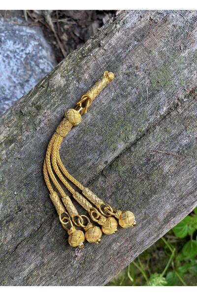 KAZZAZE Yaldızlı Gümüş Kazaziye Klasik Dörtlü Altın Rengi Kaplama Gümüş Tespi...