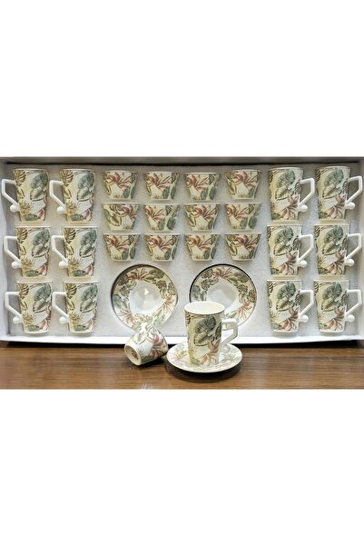 AL OSTORAH 36-piece ceramic tea and coffee set, classic floral design