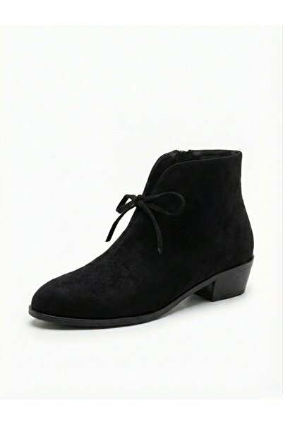 LOVE SHINE Lironna Süet Bağcık Detaylı Büyük Numara Kadın Bot Konforlu ve Modern