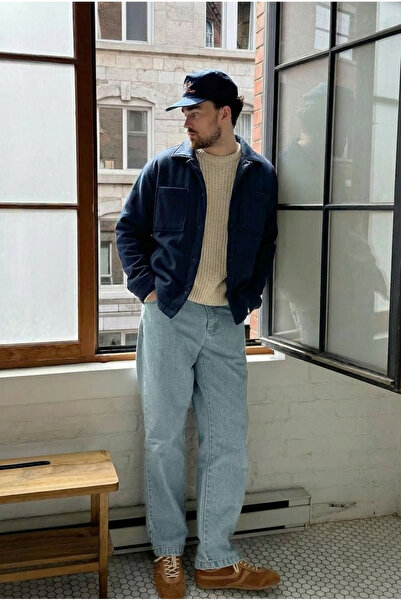 MADZEYMODA Преміум чоловічий піджак з флісовою підкладкою та застібкою-кнопкою, синій LS-89921