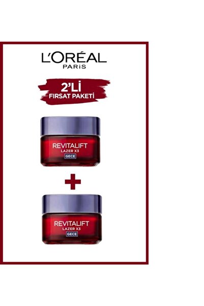L'Oreal Paris Revitalift Lazer X3 Ailesi Gece Kremi 50 Ml + 50 Ml 2 Adet