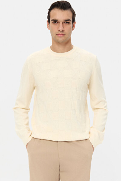 D'S Damat Ds Damat Regular Fit Ecru Wool Blend Sweater