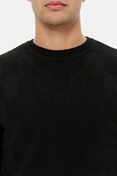 D'S Damat Ds Damat Regular Fit Black Wool Blend Sweater