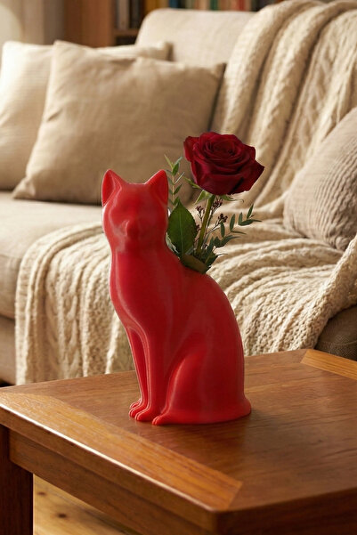 Oxyteez Decorative Organizer Vase with Cat Figure 15 cm Domestic Production Gift