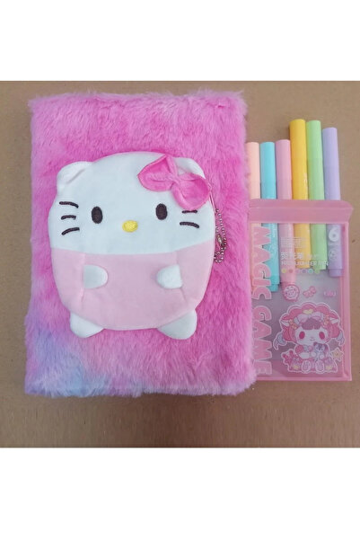 high value Pelüş defter Cüzdanlı SET -Günlük- Kedi desnli 80 yaprak