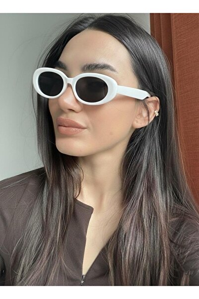 funeyes Leon Cat Eye Popüler Model Güneş Gözlüğü Beyaz Çerçeve uv400 cam